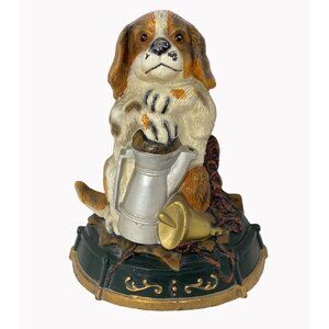 Vintage Three Hands Corp Cast Iron Beagle Dog Doorstop 9.5in Hand Painted